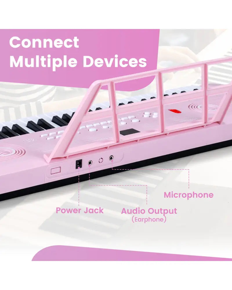 61 Key Electric Portable Digital Keyboard Piano for Beginner-Pink - Pink - Pianos & Keyboards