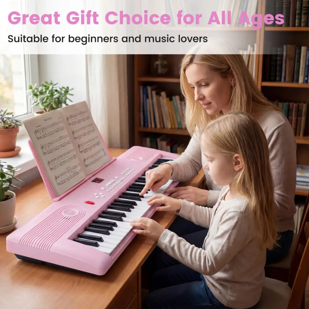 61 Key Electric Portable Digital Keyboard Piano for Beginner-Pink - Pink - Pianos & Keyboards