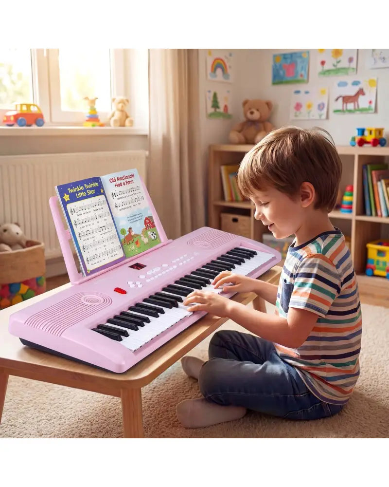 61 Key Electric Portable Digital Keyboard Piano for Beginner-Pink - Pink - Pianos & Keyboards