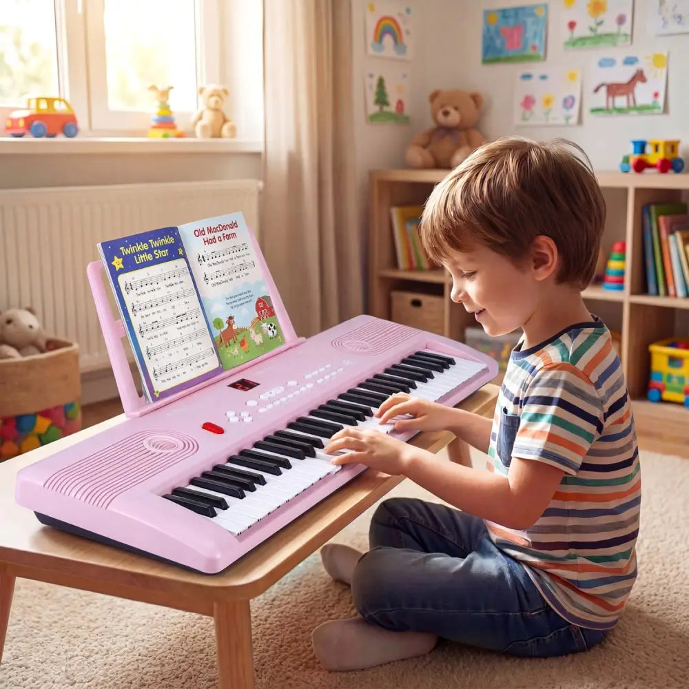 61 Key Electric Portable Digital Keyboard Piano for Beginner-Pink - Pink - Pianos & Keyboards