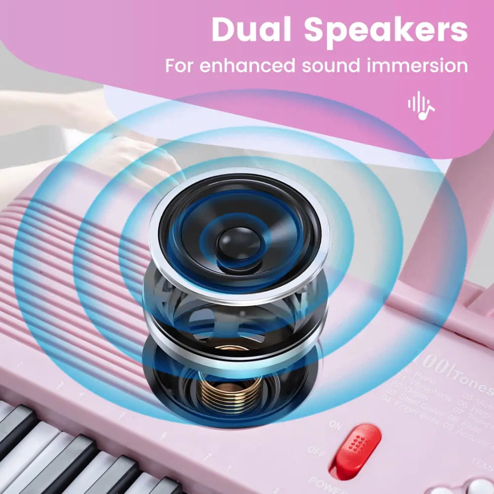 61 Key Electric Portable Digital Keyboard Piano for Beginner-Pink - Pink - Pianos & Keyboards