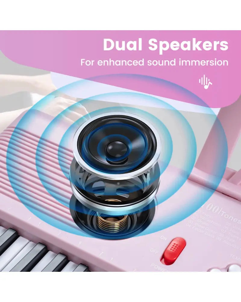 61 Key Electric Portable Digital Keyboard Piano for Beginner-Pink - Pink - Pianos & Keyboards
