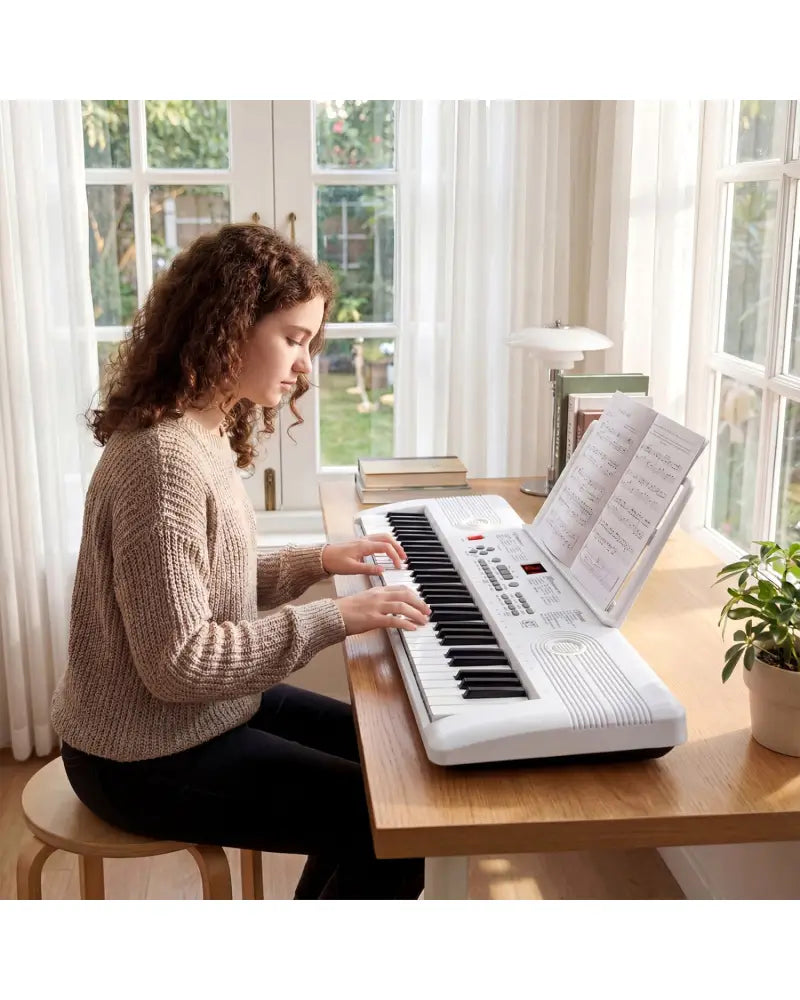 61 Key Electric Portable Digital Keyboard Piano for Beginner-White - White - Pianos & Keyboards