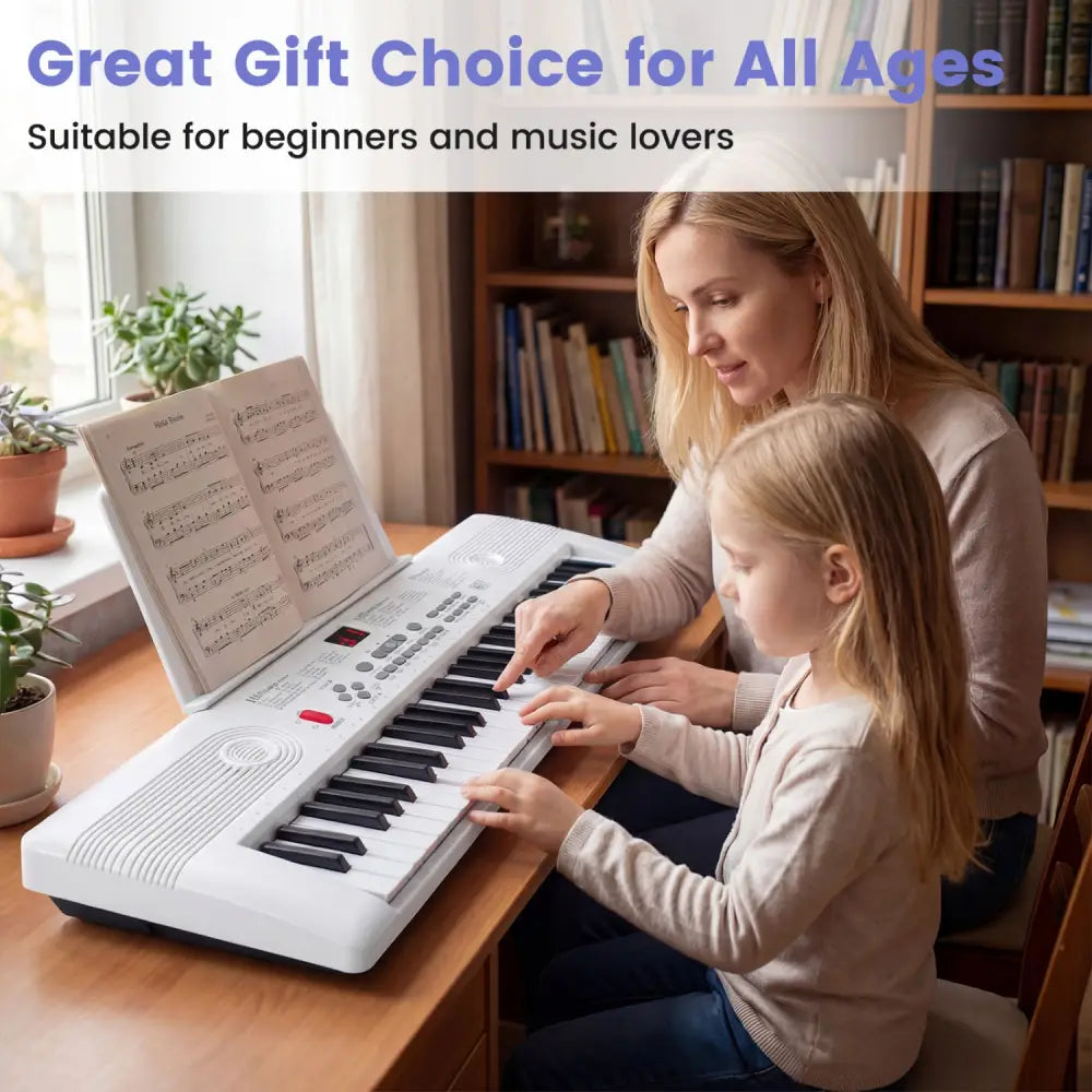 61 Key Electric Portable Digital Keyboard Piano for Beginner-White - White - Pianos & Keyboards