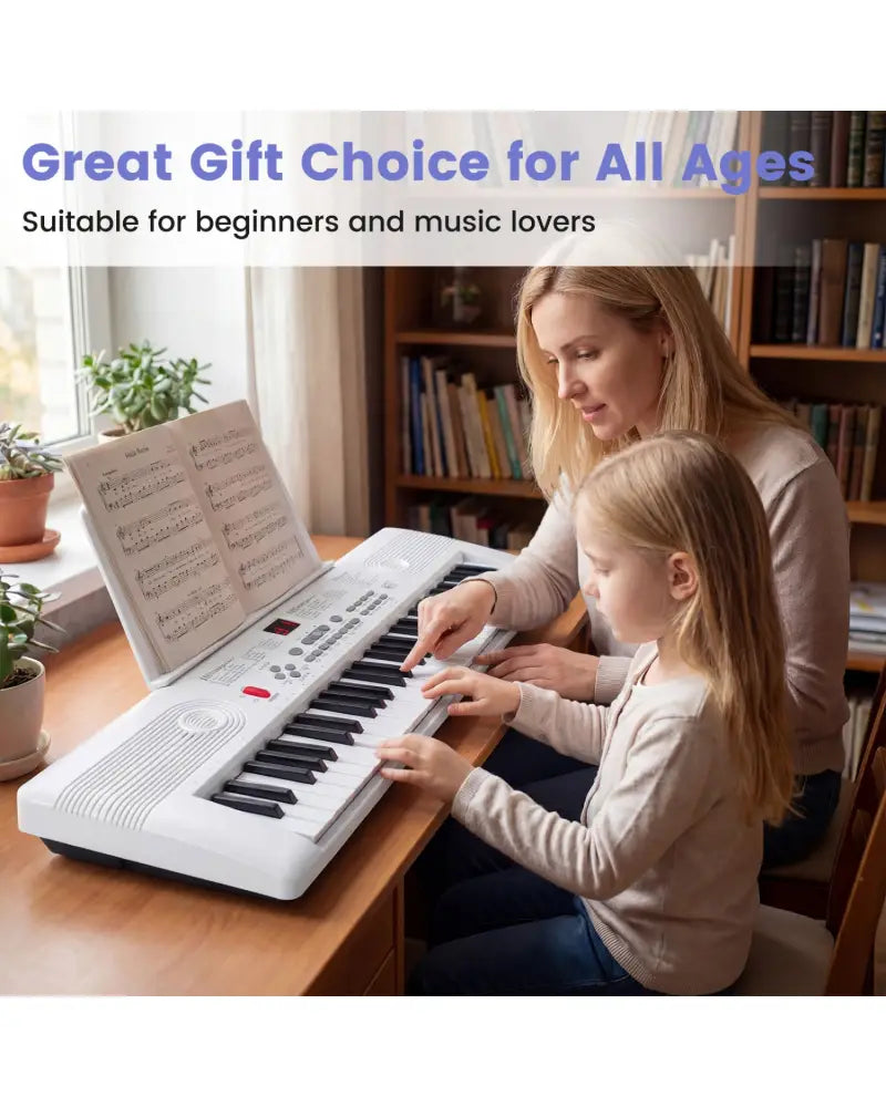 61 Key Electric Portable Digital Keyboard Piano for Beginner-White - White - Pianos & Keyboards