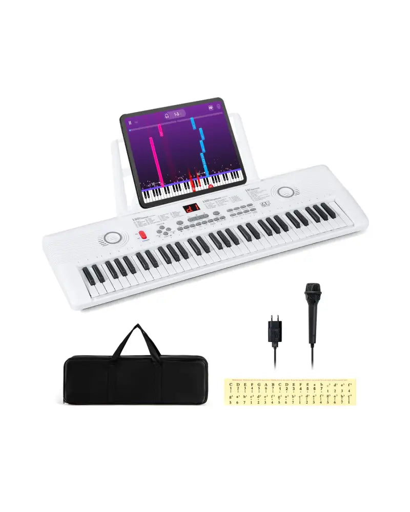 61 Key Electric Portable Digital Keyboard Piano for Beginner-White - White - Pianos & Keyboards