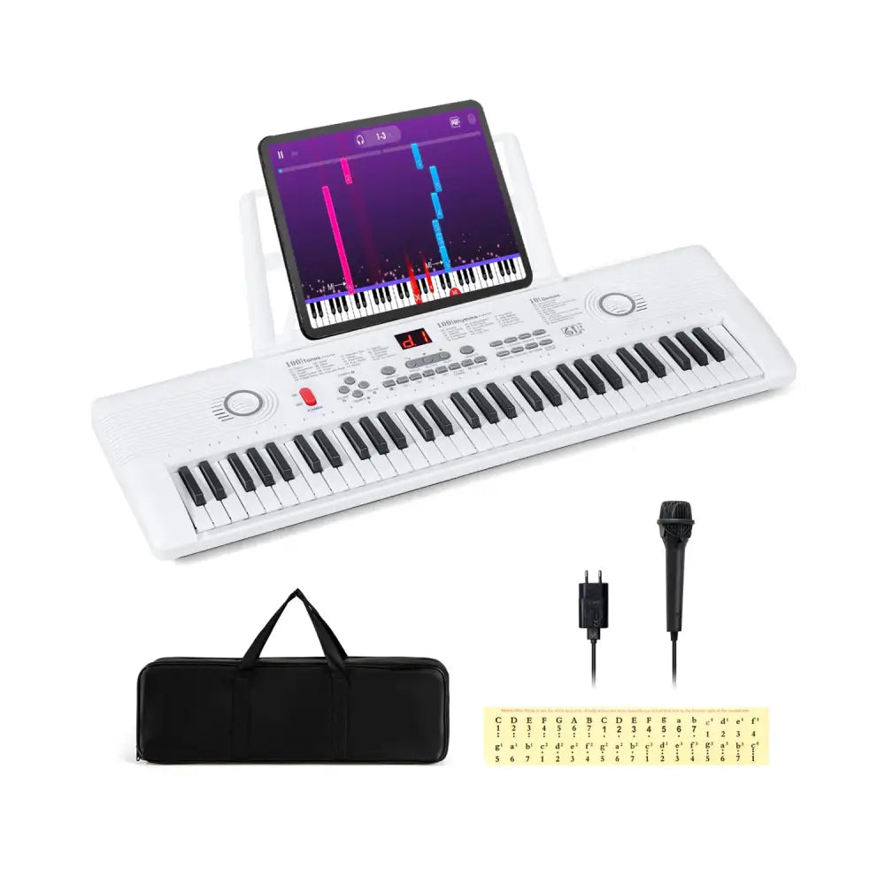 61 Key Electric Portable Digital Keyboard Piano for Beginner-White - White - Pianos & Keyboards