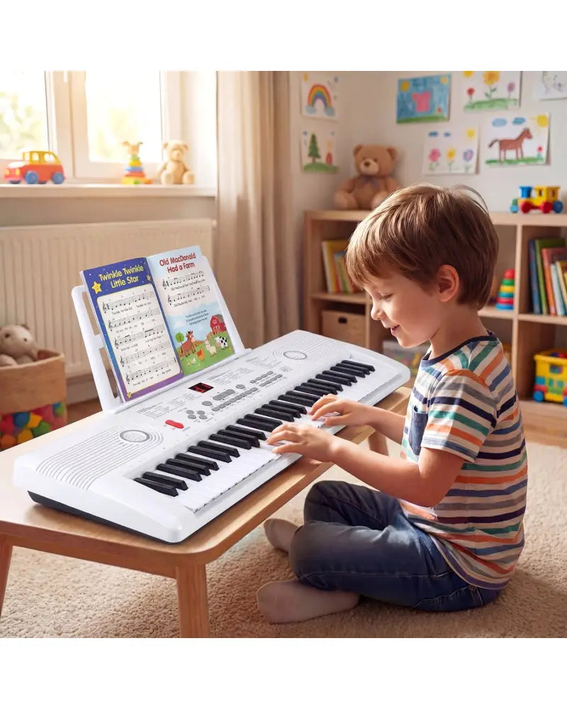 61 Key Electric Portable Digital Keyboard Piano for Beginner-White - White - Pianos & Keyboards
