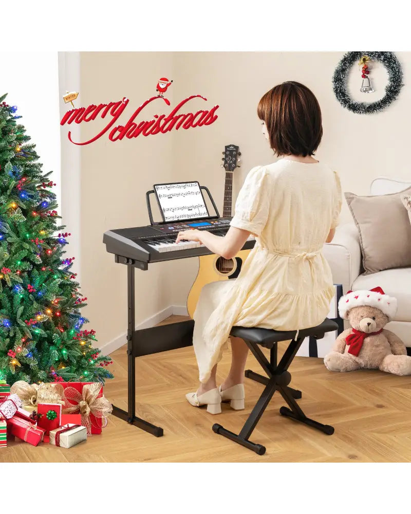 61-Key Electronic Keyboard Piano Starter Set with Stand Bench and Headphones - Black - Pianos & Keyboards