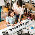 61-Key Foldable Piano Keyboard Full-size Electronic Keyboard with MIDI and Split Function-White - White - Pianos &