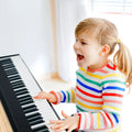 61-Key Folding Piano Keyboard with Full Size Keys and Music Stand-Black - Black - Pianos & Keyboards