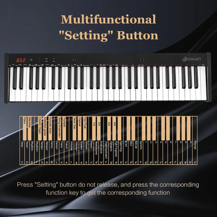 61-Key Portable Electronic Keyboard Piano Complete Digital Piano Set with Stand and Stool - Pianos & Keyboards