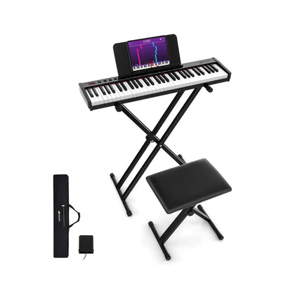 61-Key Portable Electronic Keyboard Piano Complete Digital Piano Set with Stand and Stool - Pianos & Keyboards