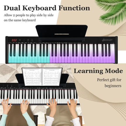 61-Key Portable Electronic Keyboard Piano Complete Digital Piano Set with Stand and Stool - Pianos & Keyboards