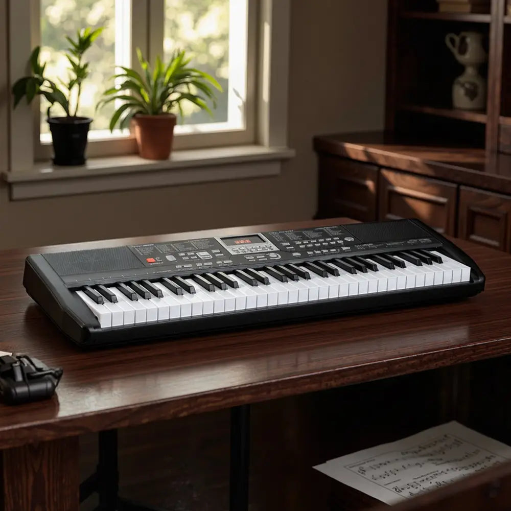 61 Keys Beginners Piano Keyboard Electric Keyboard Kit with Adjustable Stand and Stool-Black - Black - Pianos &