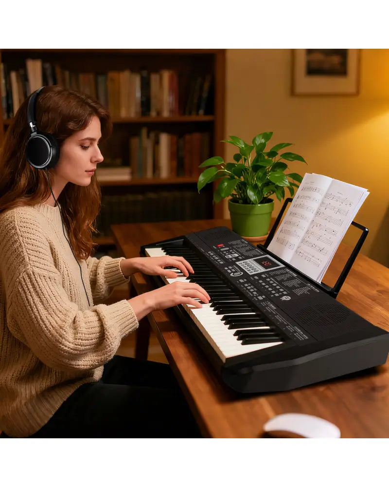61 Keys Portable Keyboard for Beginners Electric Piano Keyboard Kit with 200 Rhythms and 200 Tones-Black - Black