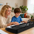 61 Keys Portable Keyboard for Beginners Electric Piano Keyboard Kit with 200 Rhythms and 200 Tones-Black - Black