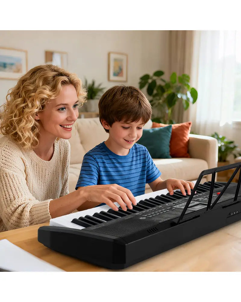 61 Keys Portable Keyboard for Beginners Electric Piano Keyboard Kit with 200 Rhythms and 200 Tones-Black - Black
