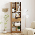 61inch Tall Freestanding Bookcase with Drawer 8-Cube Storage Organizer-Natural - Natural - Bookcases