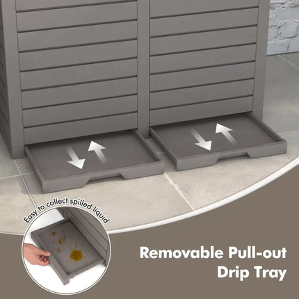 62 Gallon Outdoor Trash Can Waterproof Double Bin with Tiered Lid and Drip Tray-Coffee - Coffee - Garden Tools