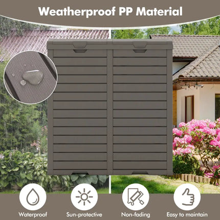 62 Gallon Outdoor Trash Can Waterproof Double Bin with Tiered Lid and Drip Tray-Coffee - Coffee - Garden Tools