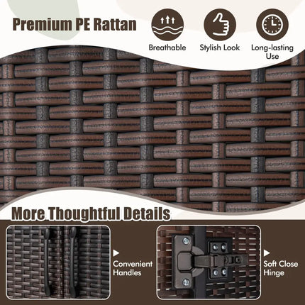 62 Inch Wicker Wardrobe with 2 Doors PE Rattan Closet with Hanging Rod-Brown - Brown - Armoires & Wardrobes