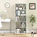 63 Inch 5-Tier Geometric 10-Cube Bookshelf Tall Bookcase-White - White - Bookcases