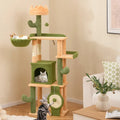 63 Inch Cactus Cat Tree with Sisal Scratching Posts and Board for Indoor Cats - Green - Cat Trees Condos & Scratchers
