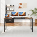 63 Inch Modern Splice Computer Desk with Heavy Duty Steel Frame - Black - Computer Desks
