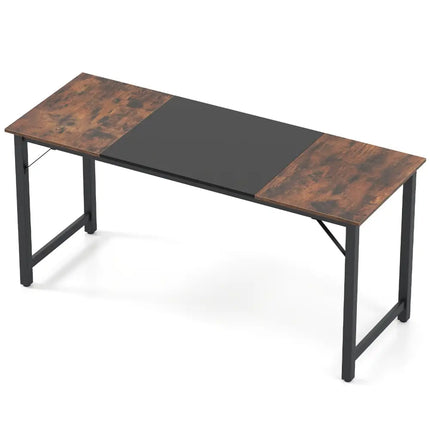 63 Inch Modern Splice Computer Desk with Heavy Duty Steel Frame - Black - Computer Desks
