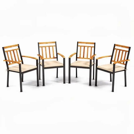 63 Inch Outdoor Dining Table & Set of 4 Patio Dining Chairs - Patio Dining Sets
