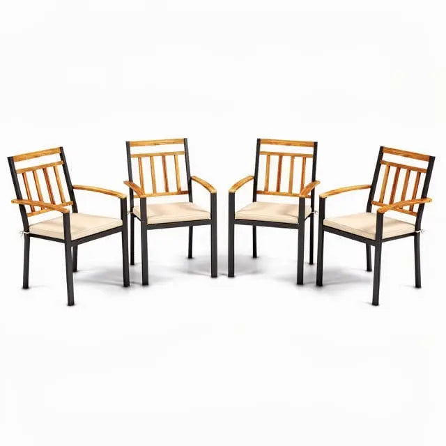 63 Inch Outdoor Dining Table & Set of 4 Patio Dining Chairs - Patio Dining Sets