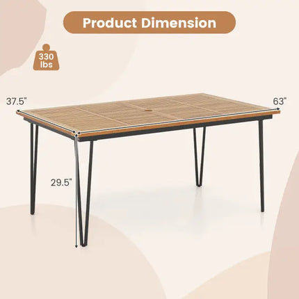 63 Inch Outdoor Dining Table & Set of 4 Patio Dining Chairs - Patio Dining Sets