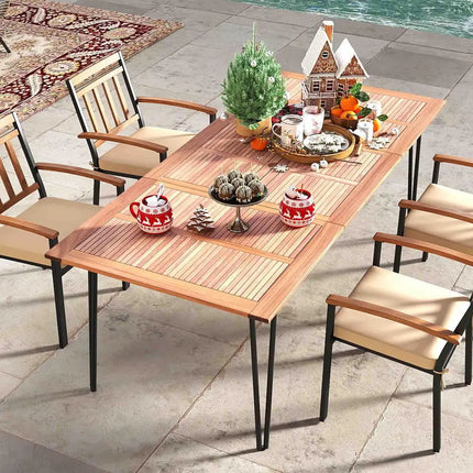 63 Inch Outdoor Dining Table & Set of 4 Patio Dining Chairs - Patio Dining Sets