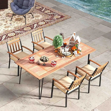 63 Inch Outdoor Dining Table & Set of 4 Patio Dining Chairs - Patio Dining Sets