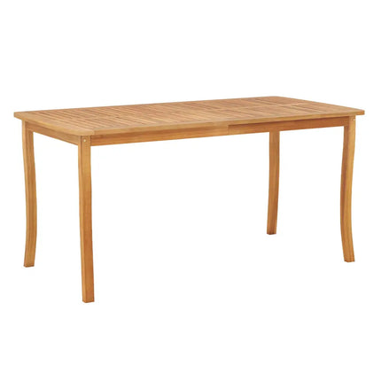 63 inch Outdoor Dining Table with Umbrella Hole Farmhouse Bistro Dinette Furniture - Natural - Patio Dining Tables