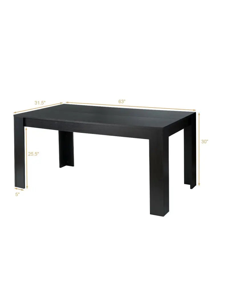 63 Inch Rectangular Modern Dining Kitchen Table for 6 People-Black - Black - Dining Tables