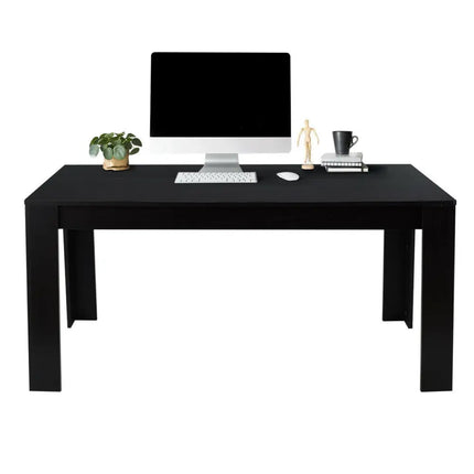 63 Inch Rectangular Modern Dining Kitchen Table for 6 People-Black - Black - Dining Tables