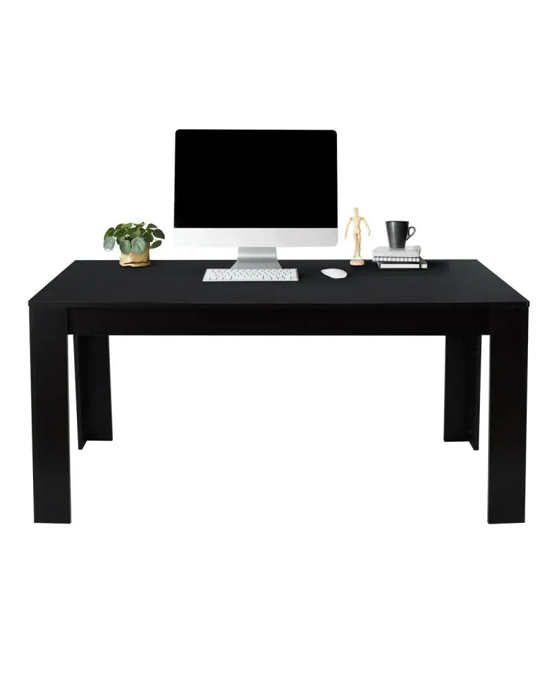 63 Inch Rectangular Modern Dining Kitchen Table for 6 People-Black - Black - Dining Tables