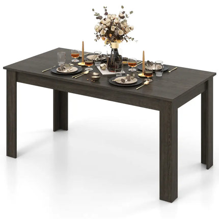 63 Inch Rectangular Modern Dining Kitchen Table-Gray - Gray - Dining Tables