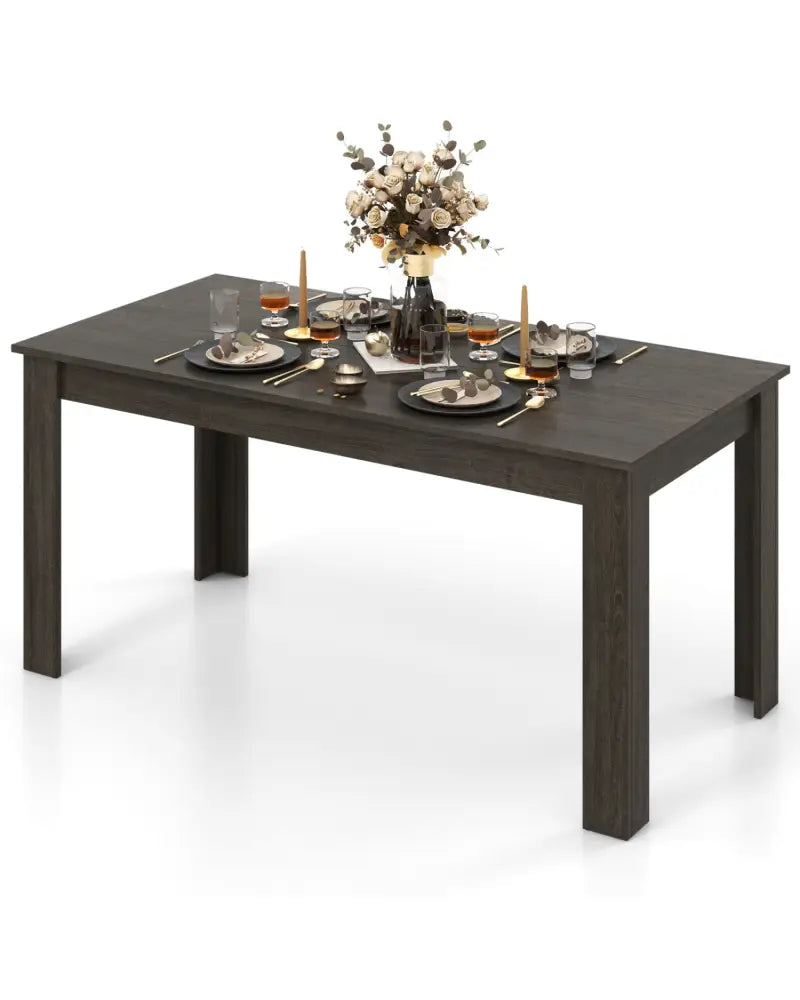 63 Inch Rectangular Modern Dining Kitchen Table-Gray - Gray - Dining Tables