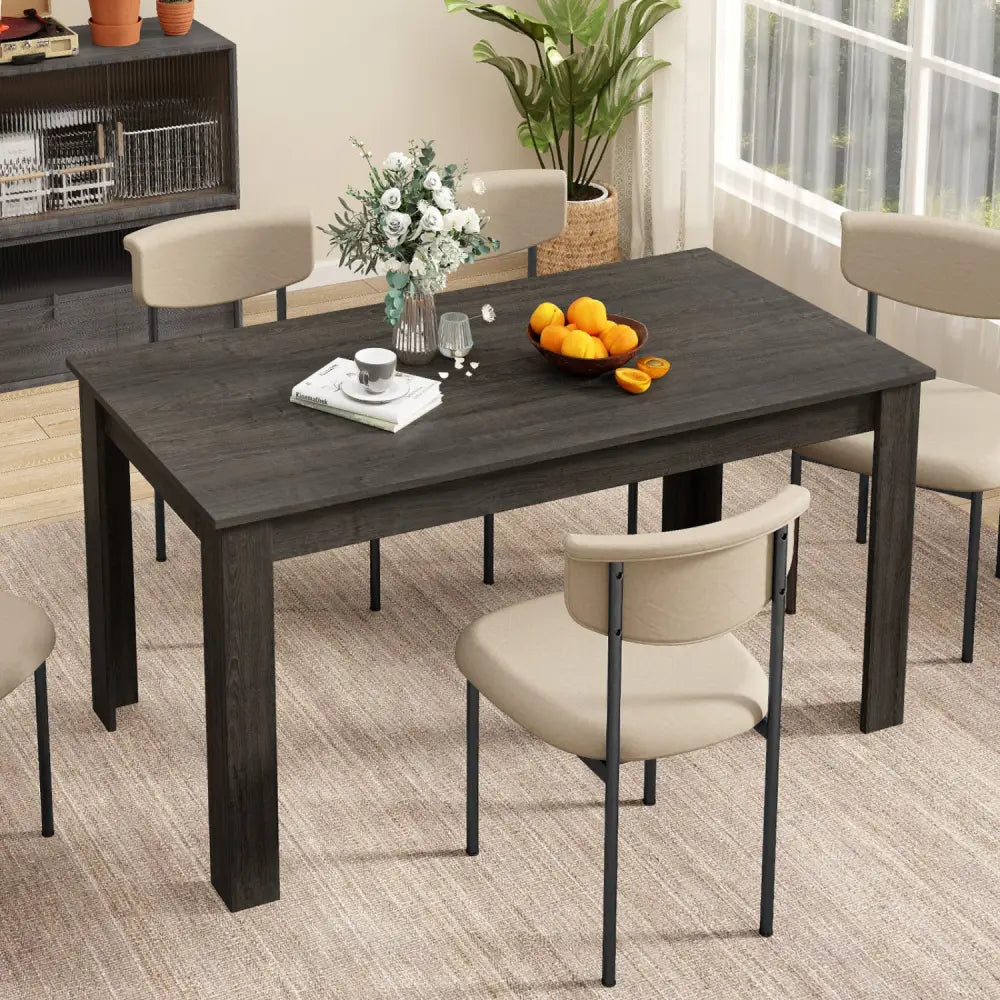 63 Inch Rectangular Modern Dining Kitchen Table-Gray - Gray - Dining Tables