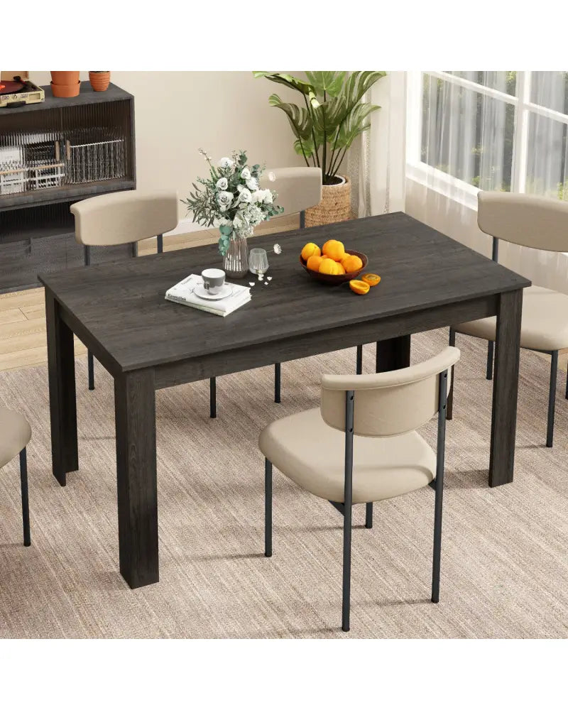 63 Inch Rectangular Modern Dining Kitchen Table-Gray - Gray - Dining Tables