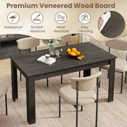 63 Inch Rectangular Modern Dining Kitchen Table-Gray - Gray - Dining Tables