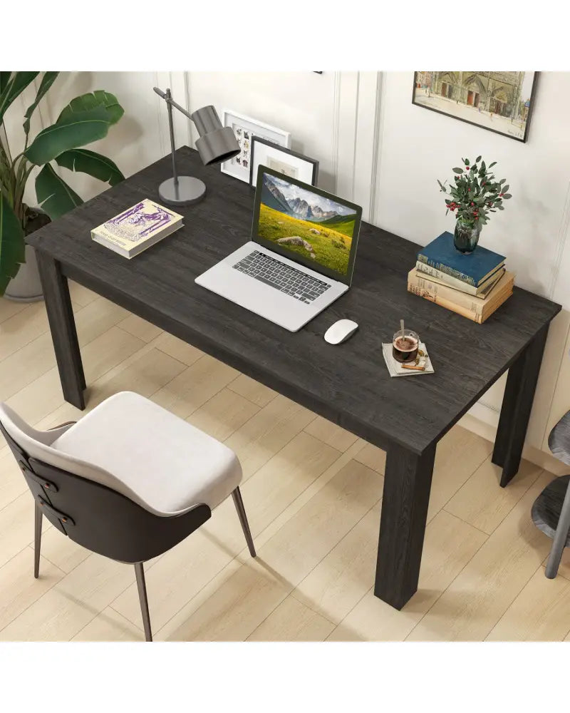 63 Inch Rectangular Modern Dining Kitchen Table-Gray - Gray - Dining Tables
