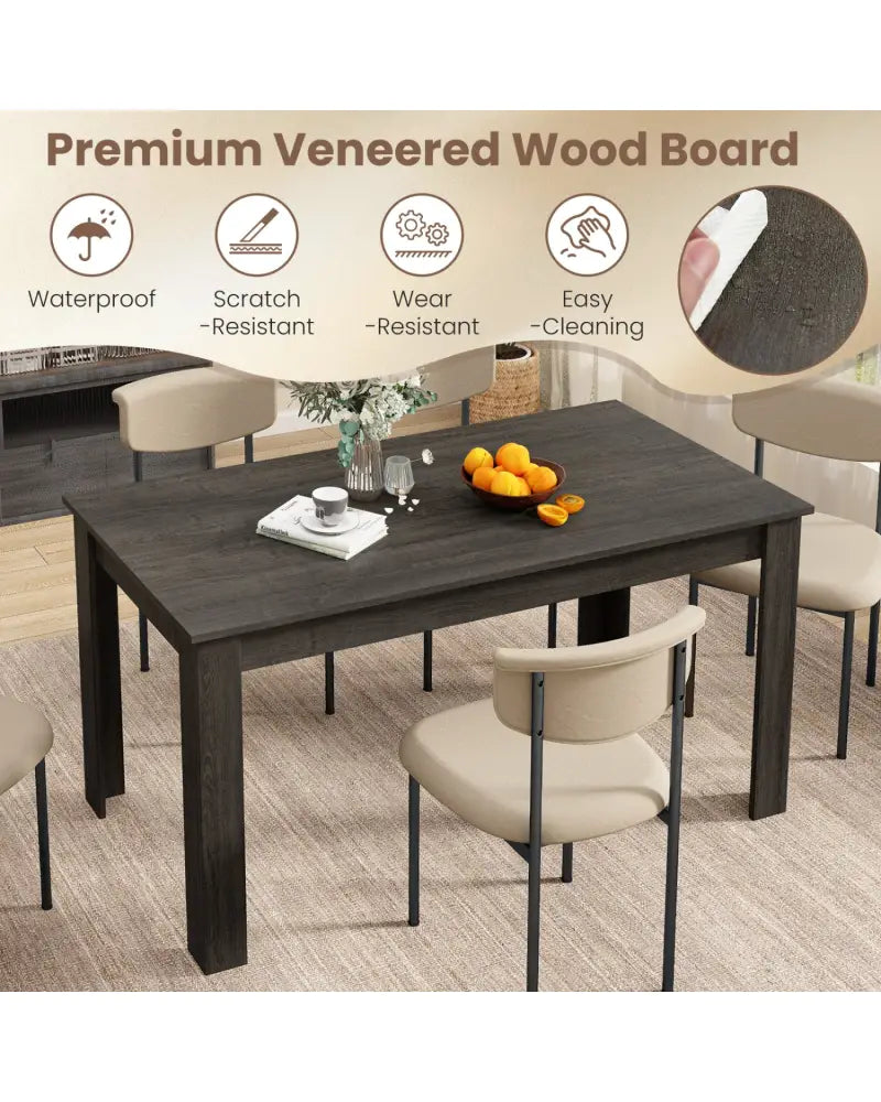 63 Inch Rectangular Modern Dining Kitchen Table-Gray - Gray - Dining Tables