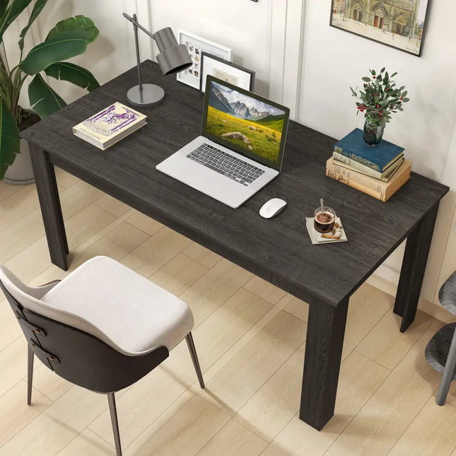 63 Inch Rectangular Modern Dining Kitchen Table-Gray - Gray - Dining Tables