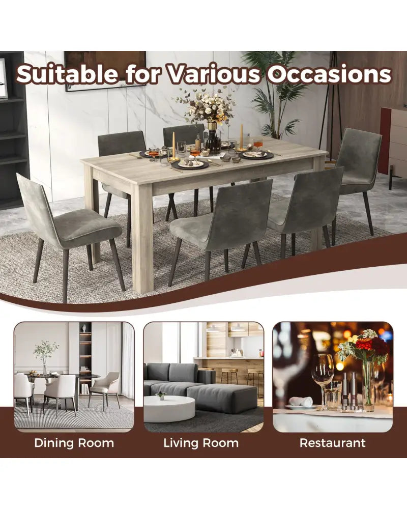 63 Inch Rectangular Modern Dining Kitchen Table-Light Gray - Light Gray - Dining Tables
