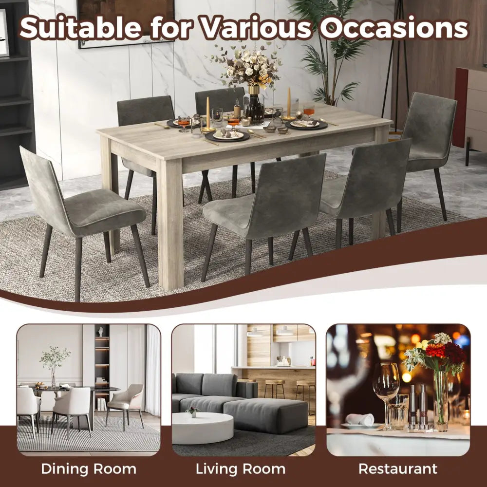 63 Inch Rectangular Modern Dining Kitchen Table-Light Gray - Light Gray - Dining Tables