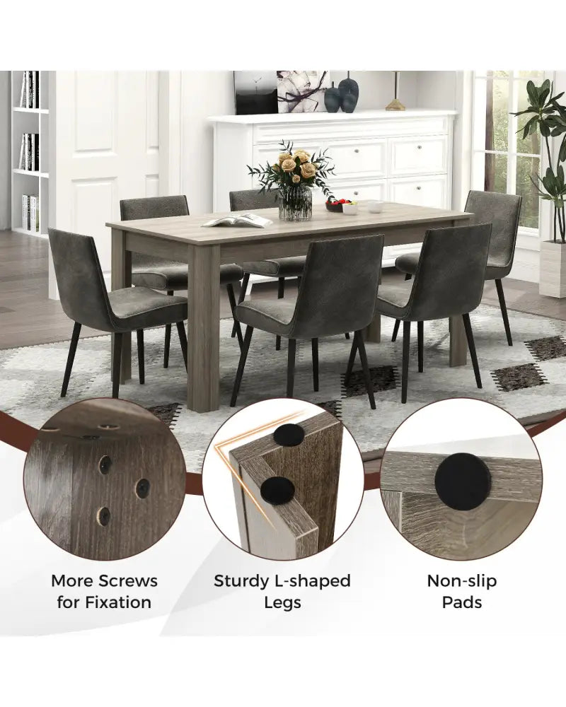 63 Inch Rectangular Modern Dining Kitchen Table-Light Gray - Light Gray - Dining Tables